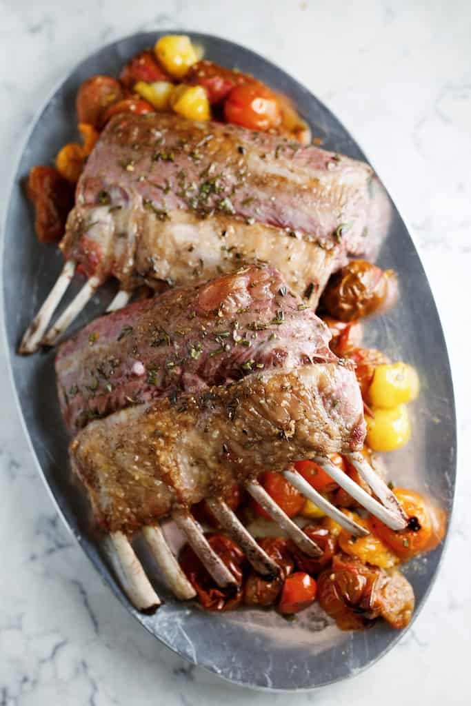 This roasted rack of lamb with heirloom tomatoes couldn't be easier to make, and it looks so fancy, too!