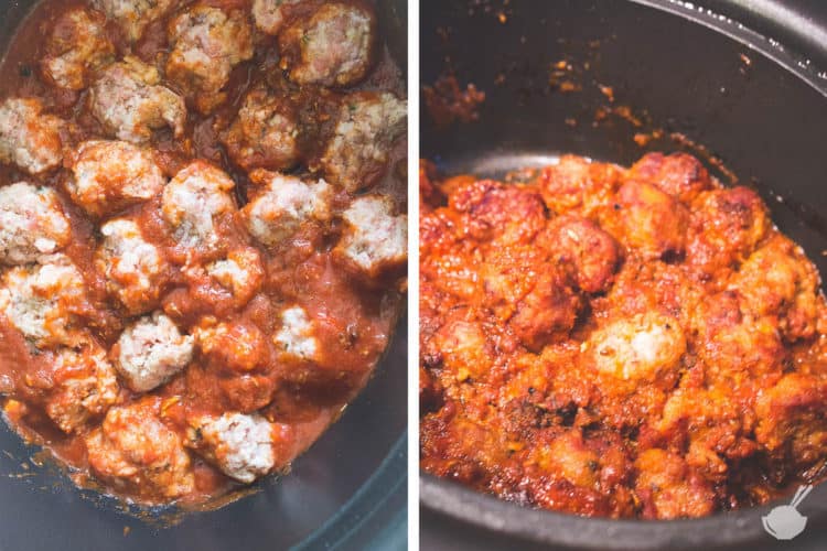 slow cooker meatballs with marinara sauce Grits and Chopsticks