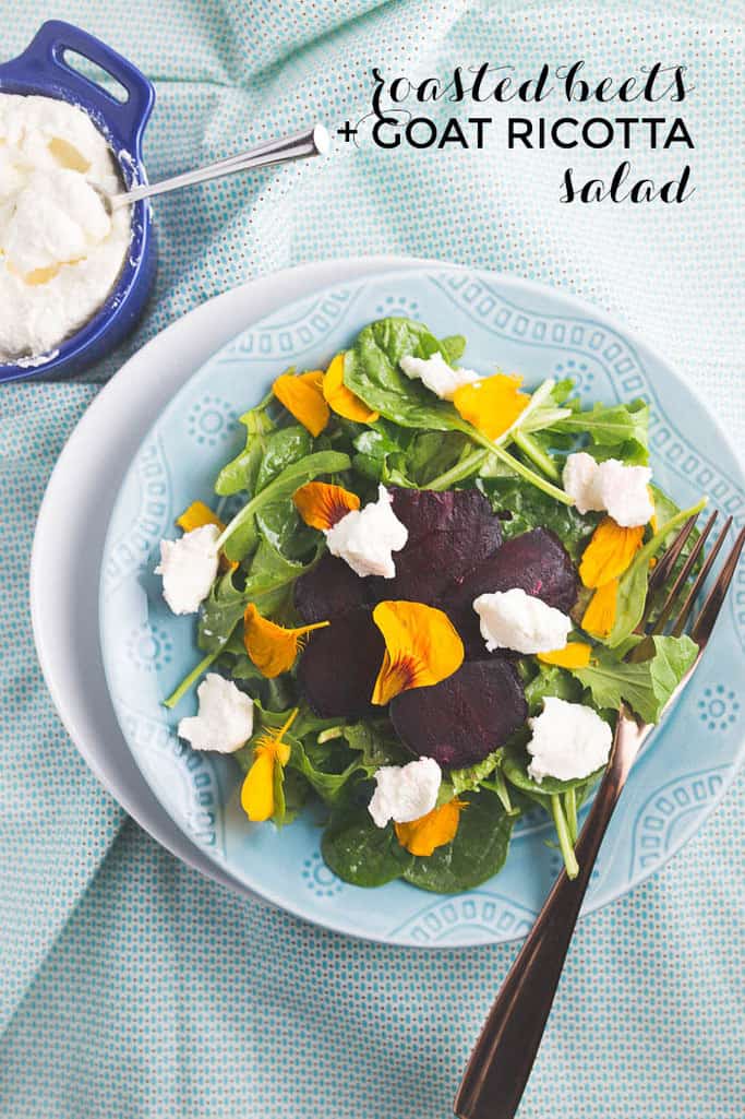 beet & ricotta salad with edible flowers Grits and Chopsticks