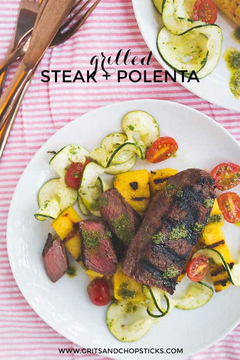 grilled truffle steak and polenta cakes