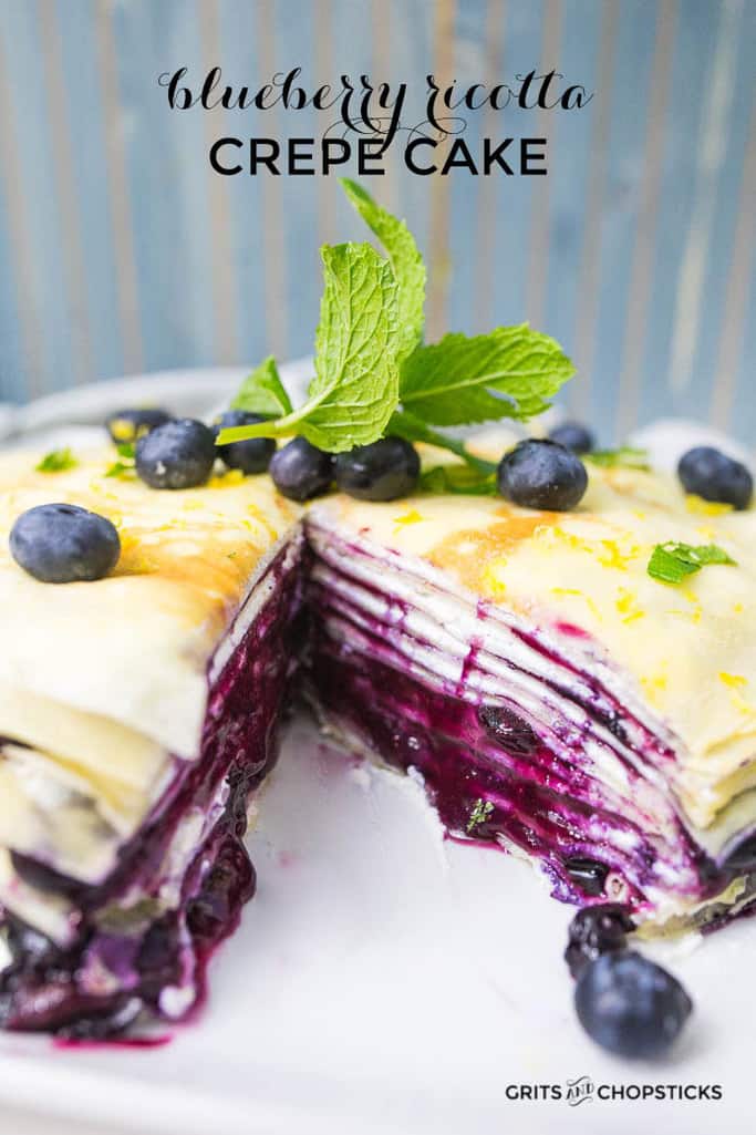 blueberry ricotta crepe cake Grits and Chopsticks