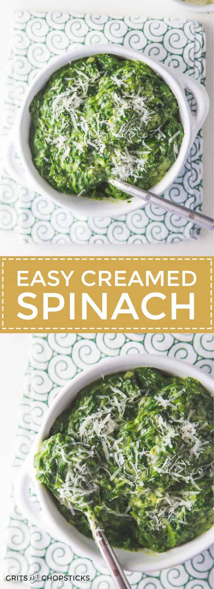 Easy Creamed Spinach made with fresh spinach -- kids love it!