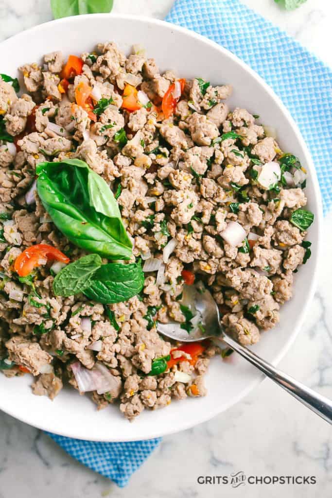 thai ground chicken salad (larb gai) Grits and Chopsticks