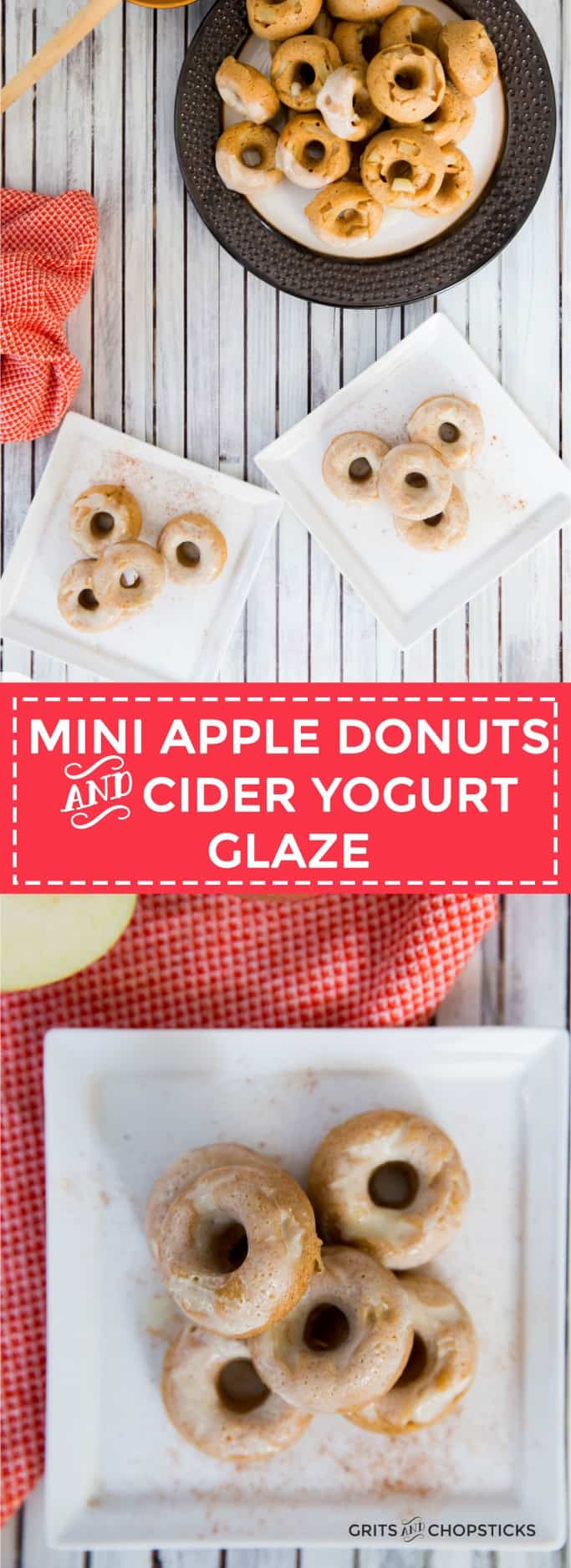 Baked mini apple donuts with apple cider yogurt glaze are a handy treat for your fall tailgates -- especially because they're made with Chobani Greek yogurt!
