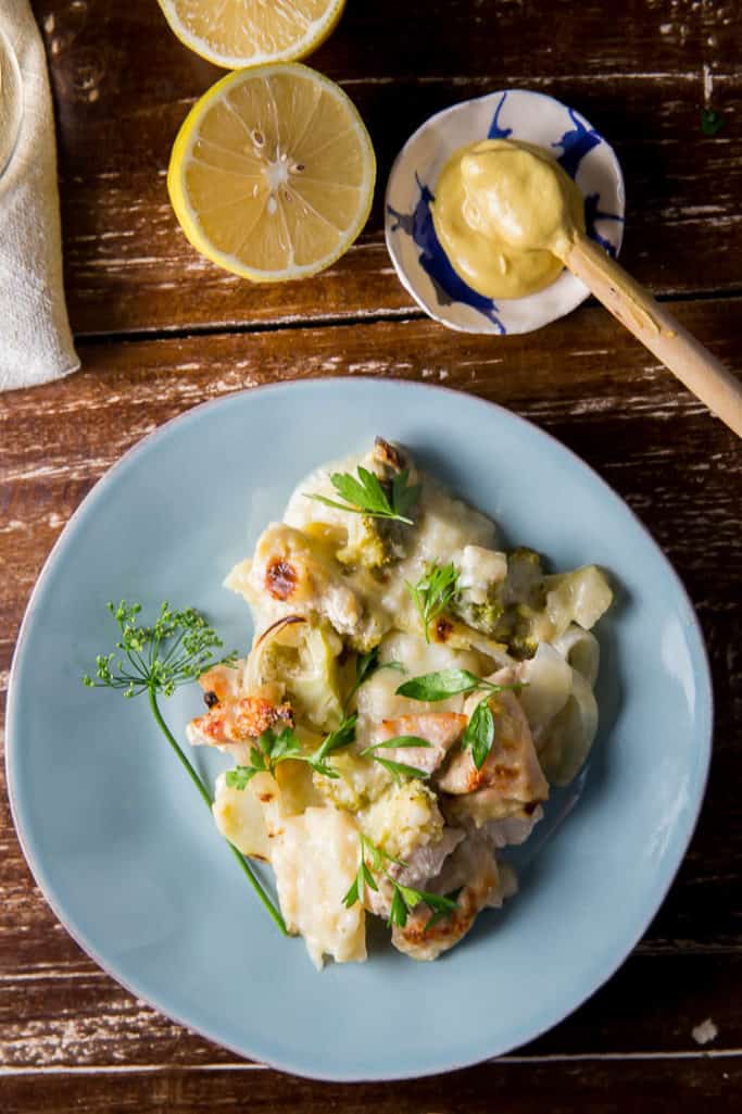 This lemon chicken and broccoli casserole with potatoes is a hearty, comforting all-in-one meal.
