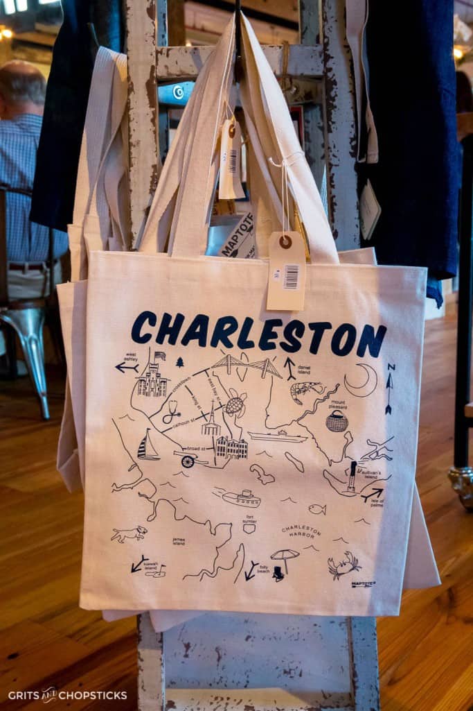 Charleston tote bag at Mercantile and Mash in Charleston, South Carolina