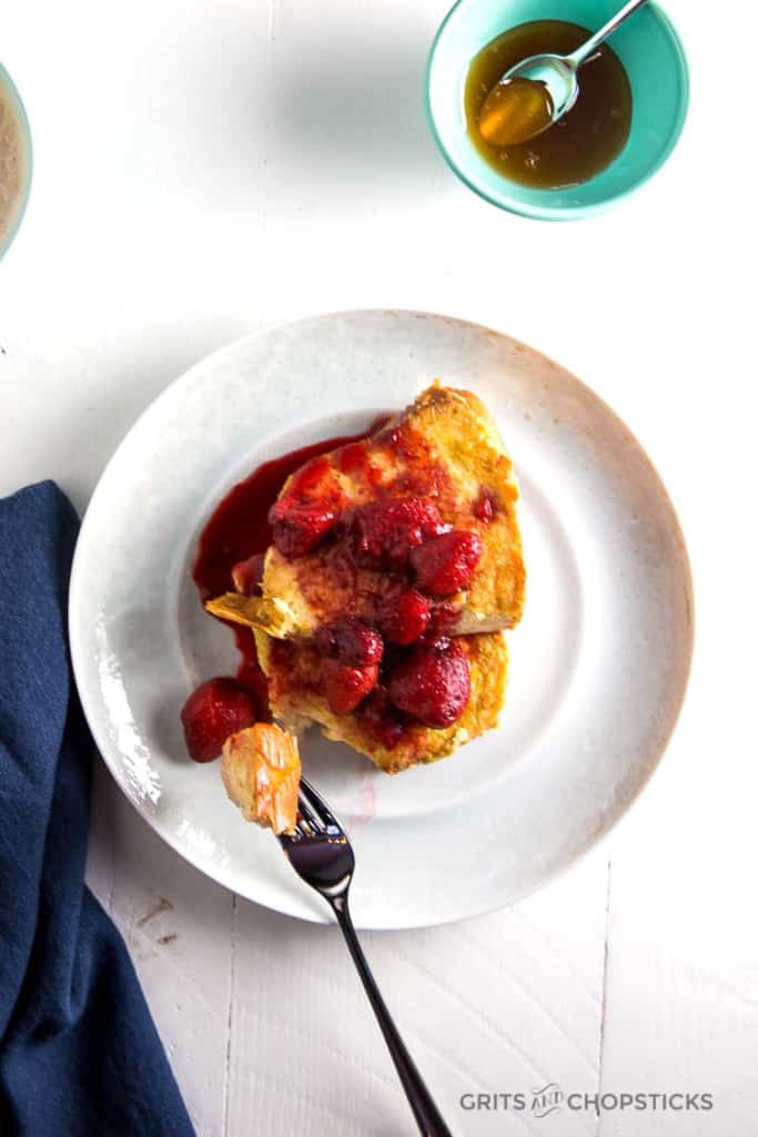 Balsamic strawberries on top of French toast are weekend perfection. Try it today!