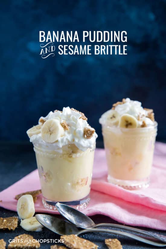 banana pudding and sesame brittle