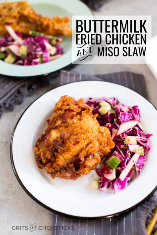buttermilk fried chicken and miso slaw makes a delicious southern fried, asian infused sunday dinner!