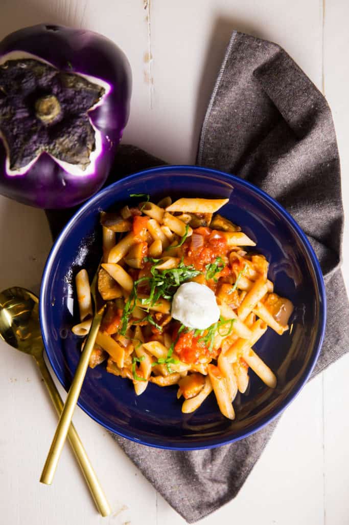 gluten free roasted eggplant pasta Grits and Chopsticks