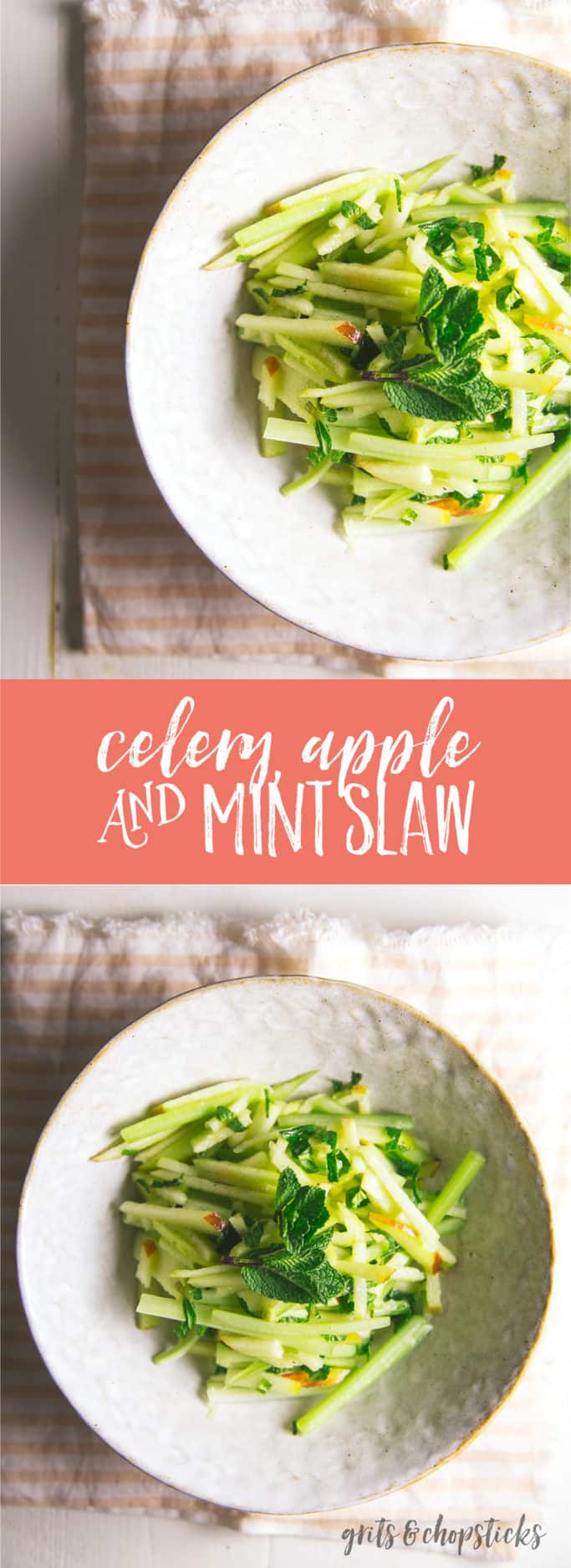 This celery, green apple and mint slaw is a delicious spring salad to accompany a heavier meat dish. Try this recipe tonight!