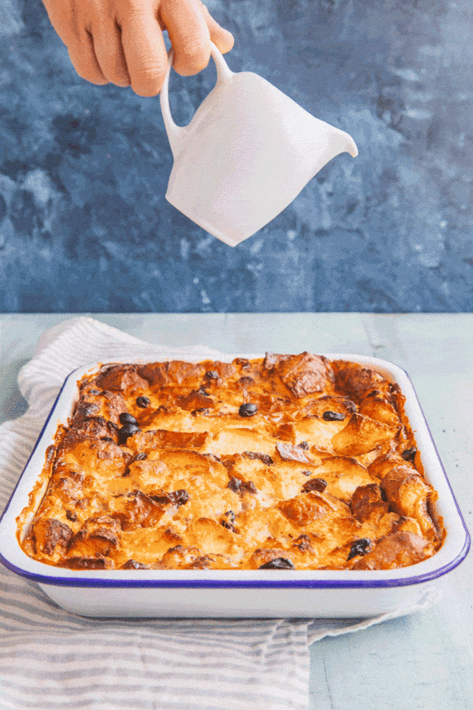 This banana bread pudding with caramel sauce is ohh so yummy for dessert. It's easy to bake for a crowd!