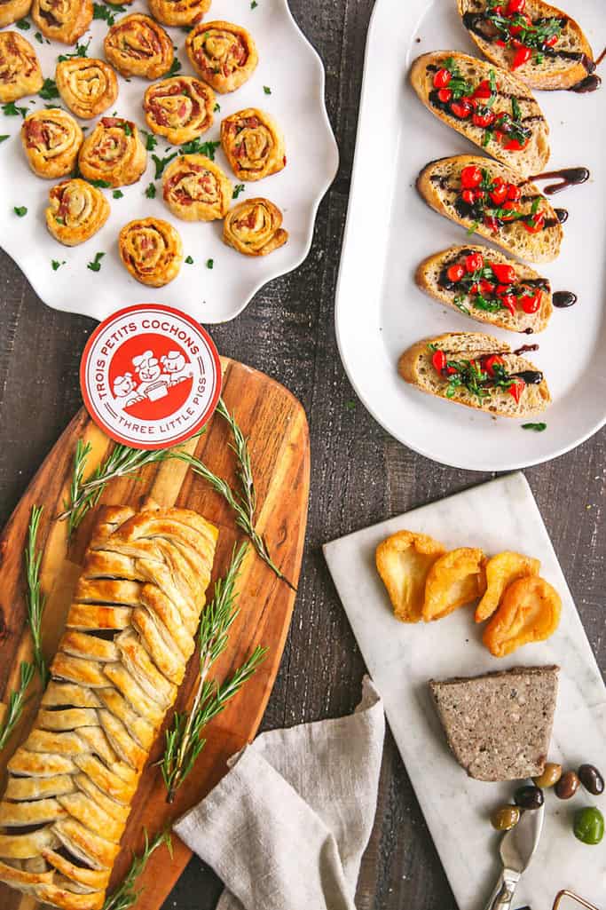 This holiday season, spice up your party spread with cured meats from Les Trois Petits Cochons, like this braided smoked duck pastry!