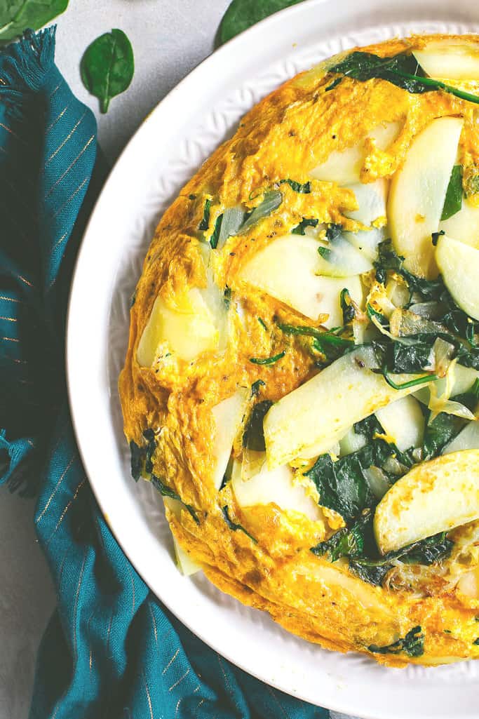 Spanish Tortilla with Spinach - Grits and Chopsticks