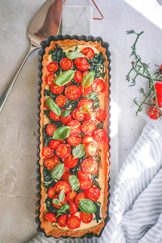 Tomato Tart with Spinach and Ricotta Grits and Chopsticks
